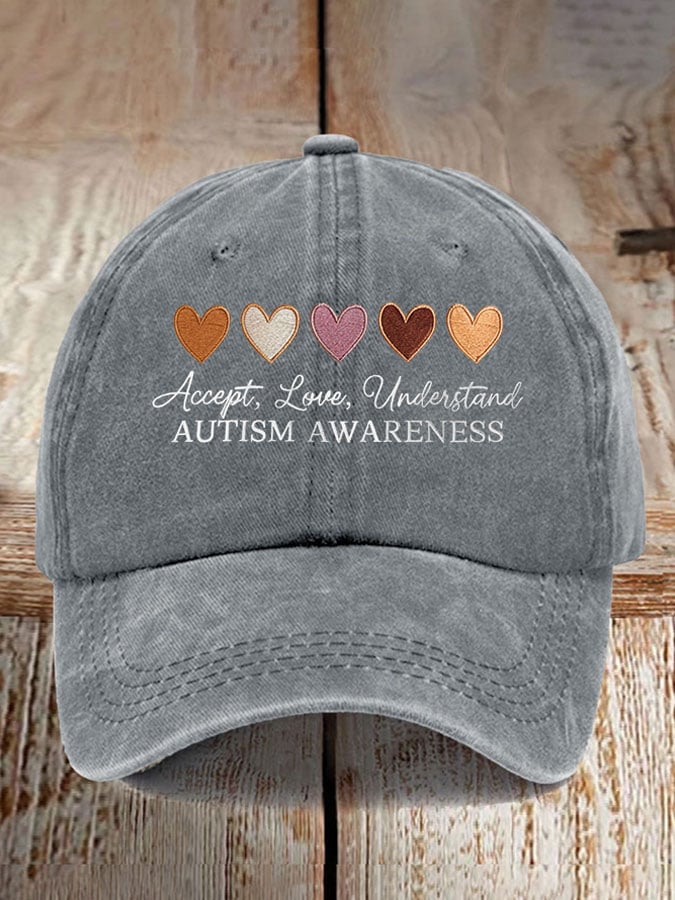Unisex Accept Love Understand Autism Awareness Print Baseball Cap