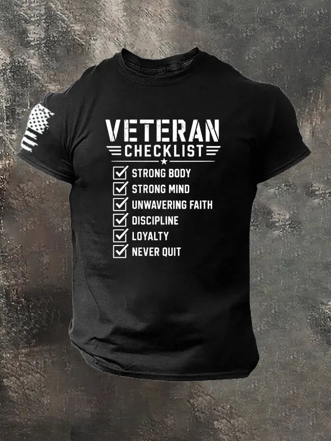 Veteran Checklist  Pattern 100% Cotton T-Shirt