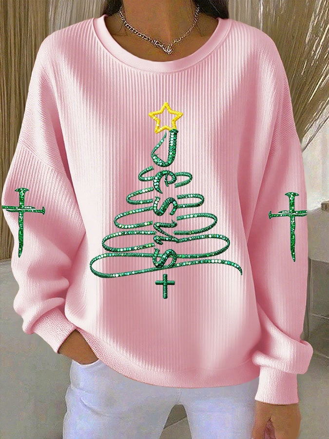 Women's Casual Print Long Sleeve Knit Top