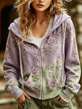 Vintage Rose And Butterfly Art Traditional Tie-dye Casual Hoodie