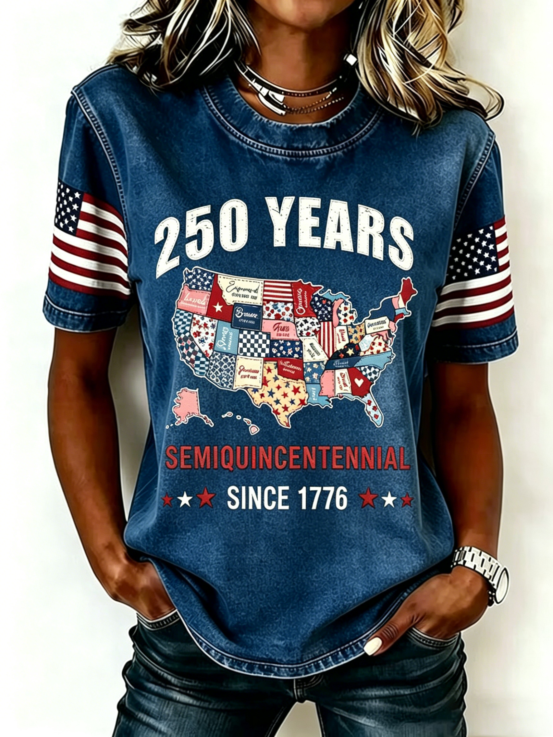 Women'S Casual Patriotic T-Shirt