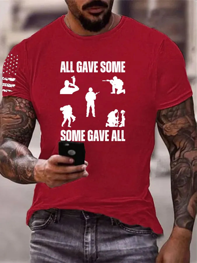All Gave Some Some Gave All Pattern 100% Cotton T-Shirt