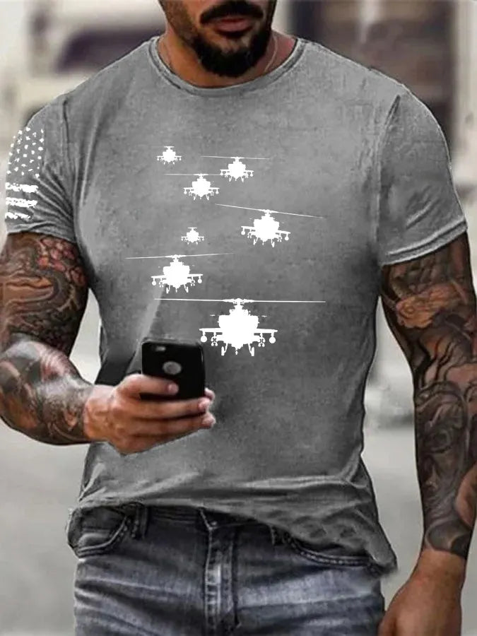 Apachen AH-64 Kampfhubschrauber Pattern 100% Cotton T-Shirt