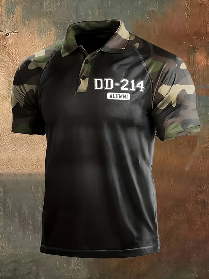 Men's Vintage Veteran Print Casual Polo Shirt