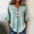 Women's Vintage Floral Print Short Sleeved Shirt
