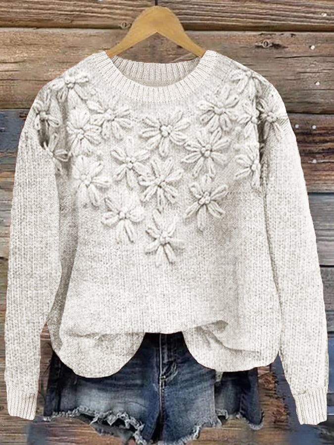 Womens Alzheimer's Awareness Floral Print Crew Neck Sweater
