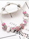Breast Cancer Red Ribbon Beaded Bracelet