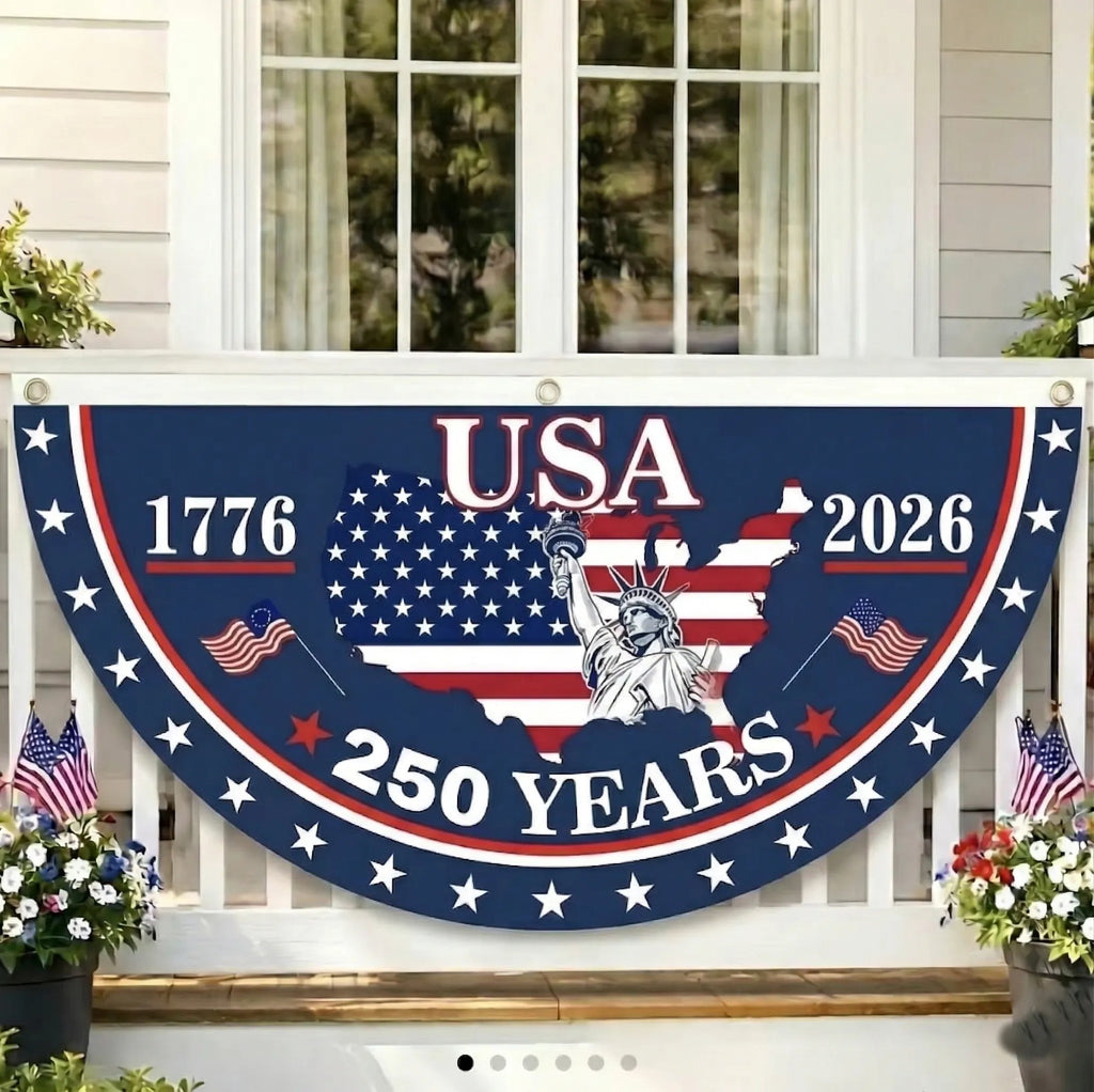 Flash Sale 60% OFF⭐Veteran Made - USA 250th Anniversary Flag Half Round Banner