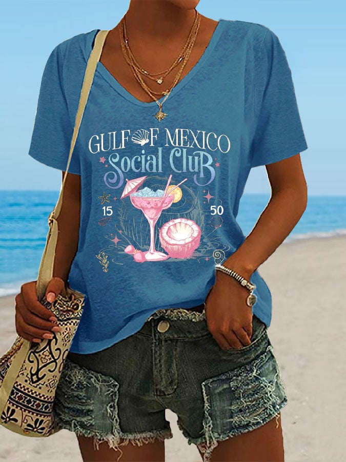 Women's Gulf Of Mexico Print Casual T-Shirt