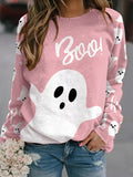Women'S Breast Cancer Ghost Print Sweatshirt