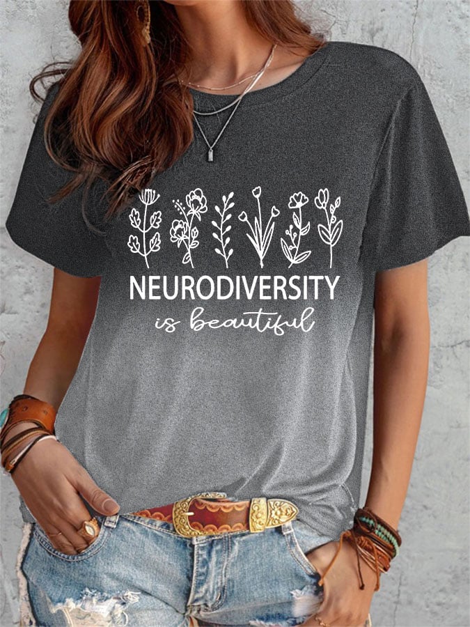 Women's Neurodiversity Autism Awareness Tie Dye Print T-Shirt