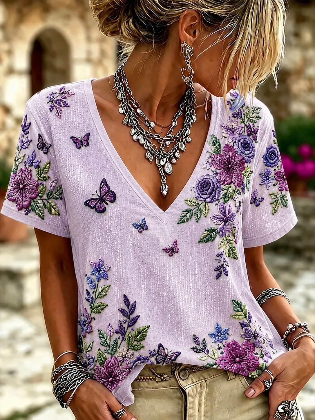 Women's Purple Floral Top