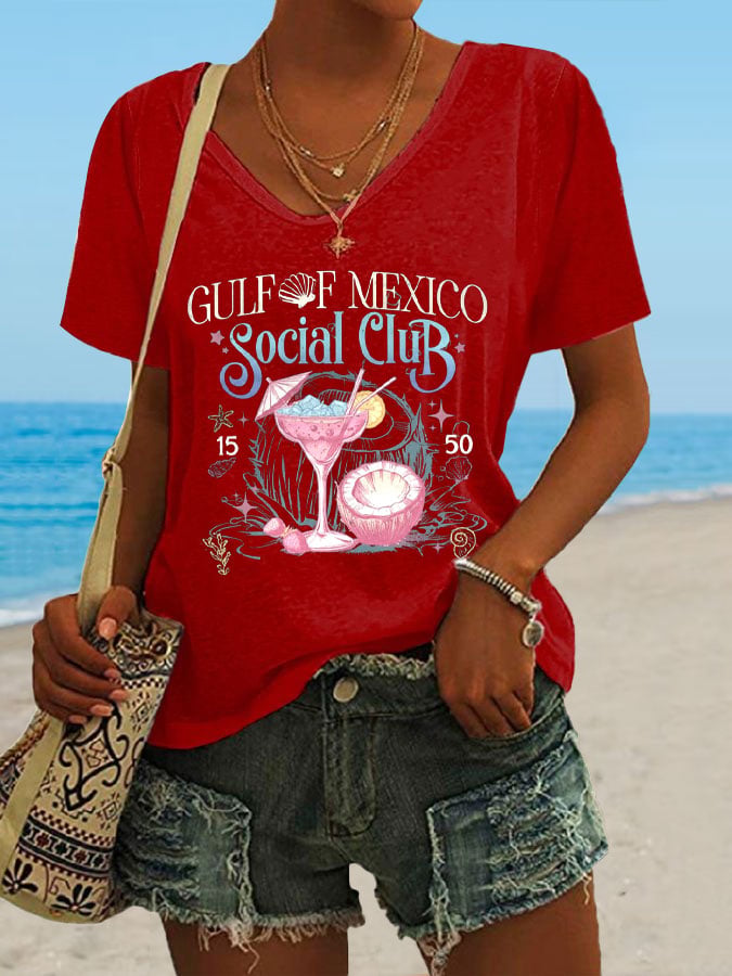 Women's Gulf Of Mexico Print Casual T-Shirt