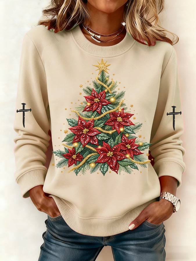 Women's Casual Retro Christmas Tree Sweatshirt
