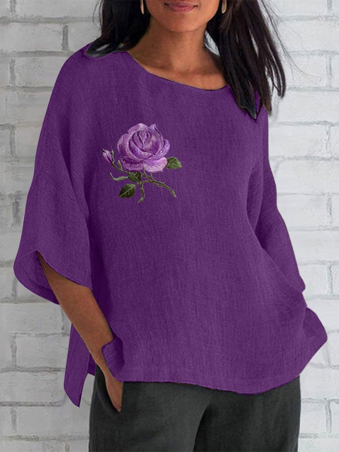 Women's Alzheimer's Purple Rose Casual Top