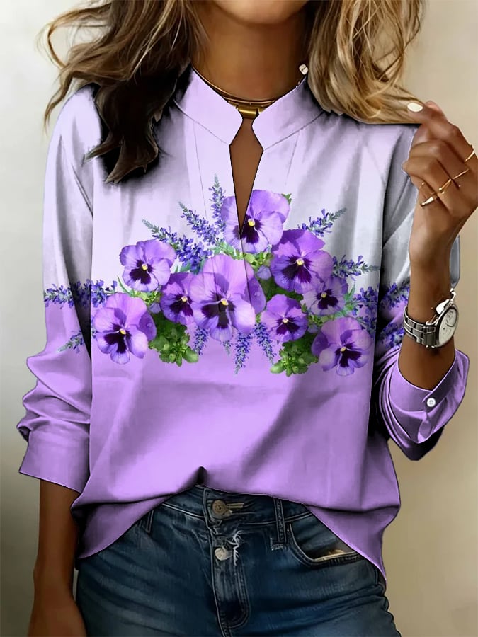Women's Alzheimer's Disease Awareness Floral Print Shirt