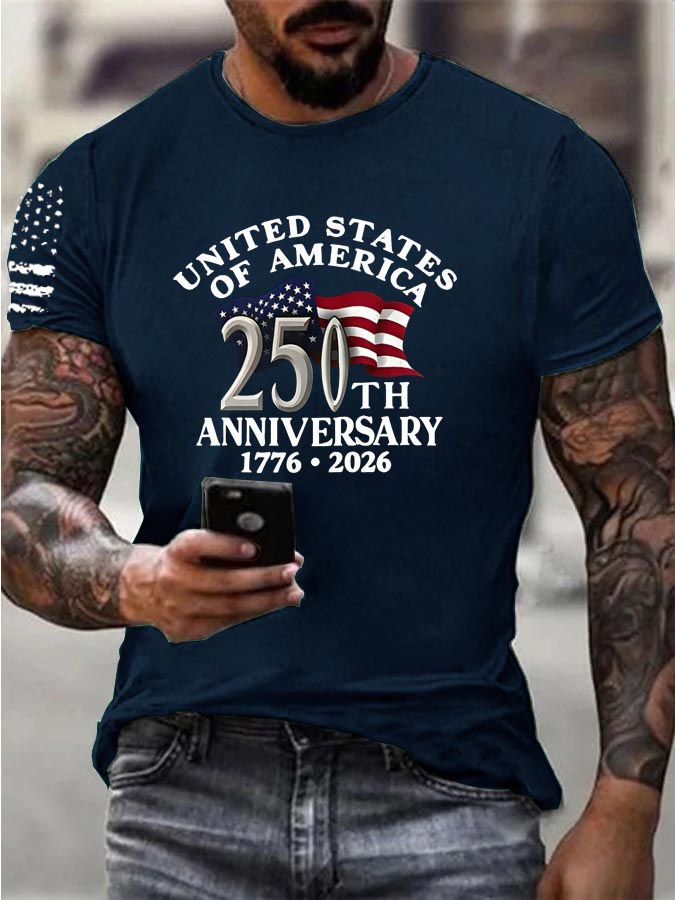 United States 250th Anniversary 1776-2026 Pattern 100% Cotton T-Shirt