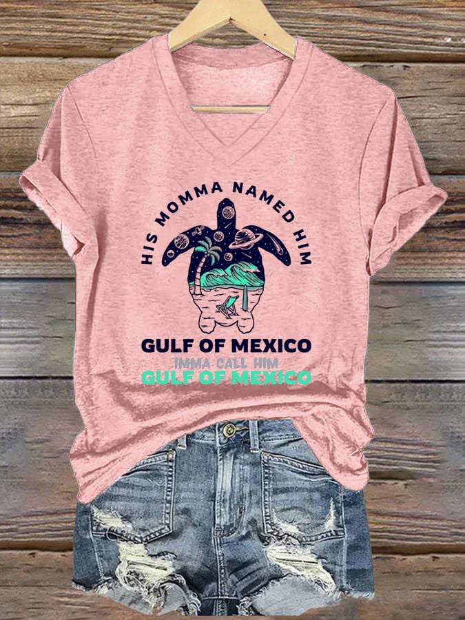 Women's Gulf of Mexico Print V-Neck T-Shirt