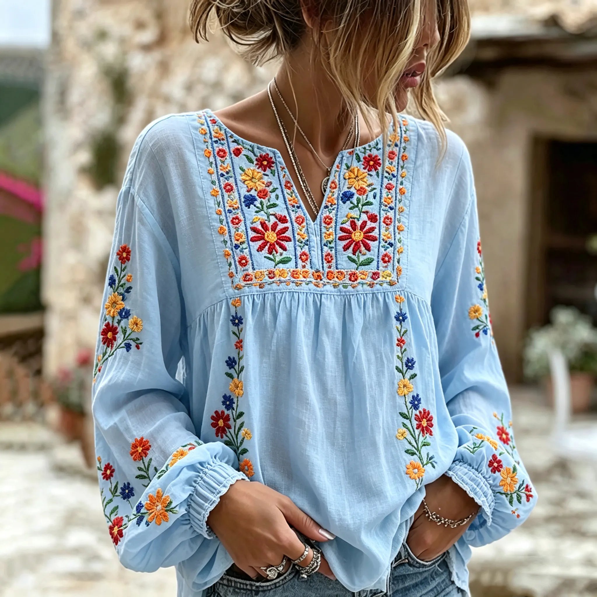 Women's Bohemian Floral Print Casual T-shirt