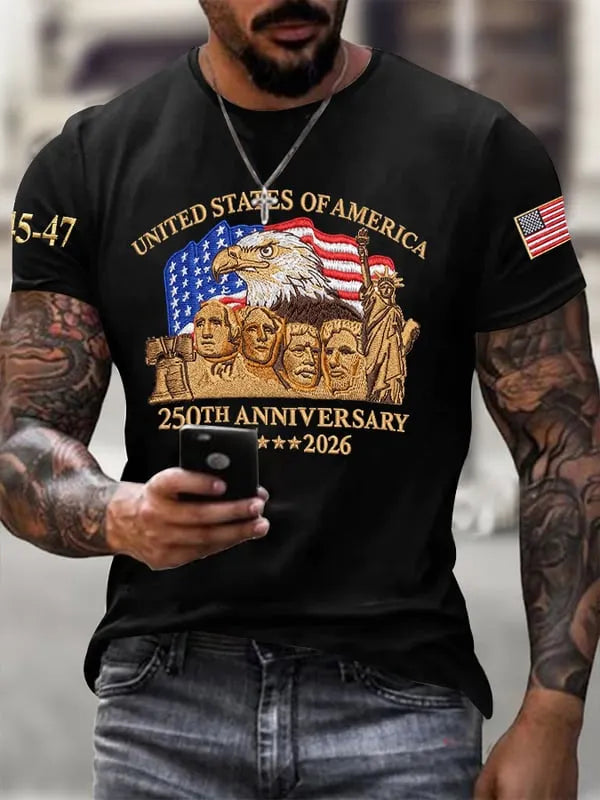 45-47 250th Anniversary 1776-2026 Pattern 100% Cotton T-Shirt