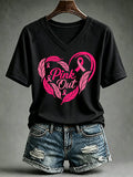 Women's Casual Breast Cancer Awareness Print Top