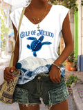Women’s Retro Gulf Of Mexico Sea Turtle Print Tank Top
