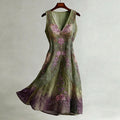 Women's Retro Purple Rose Floral Pattern Casual Sleeveless Dress