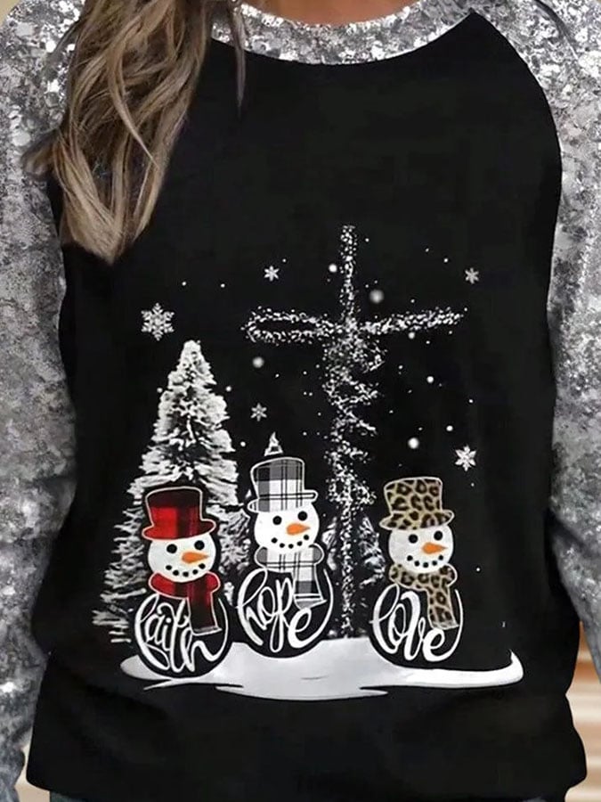 Women's Casual Christmas Print Long Sleeve Sweatshirt