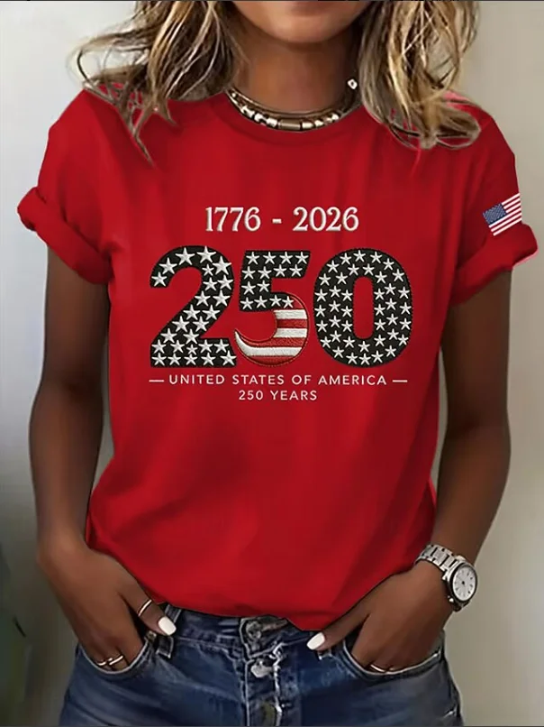 Women's America 1776  Pattern 100% Cotton Crew Neck T-Shirt