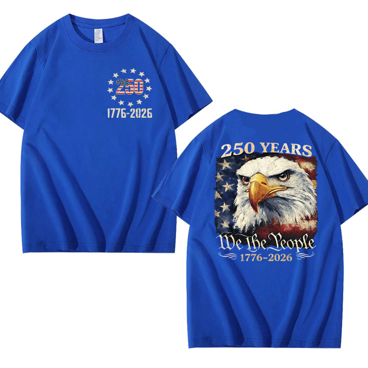 250 Years America Patriotic USA Flag 250th Anniversary 100% Cotton T-Shirt
