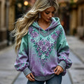 Women's Vintage Viking Celtic Knot Floral Print Comfortable Warm Hoodie