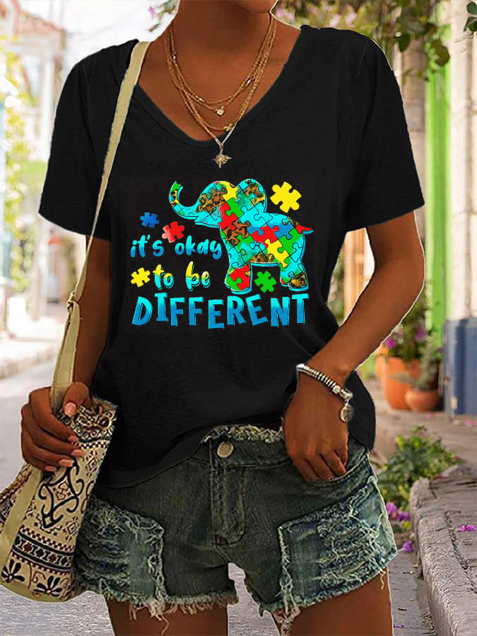 Women's It's Ok To Be Different V-Neck T-Shirt