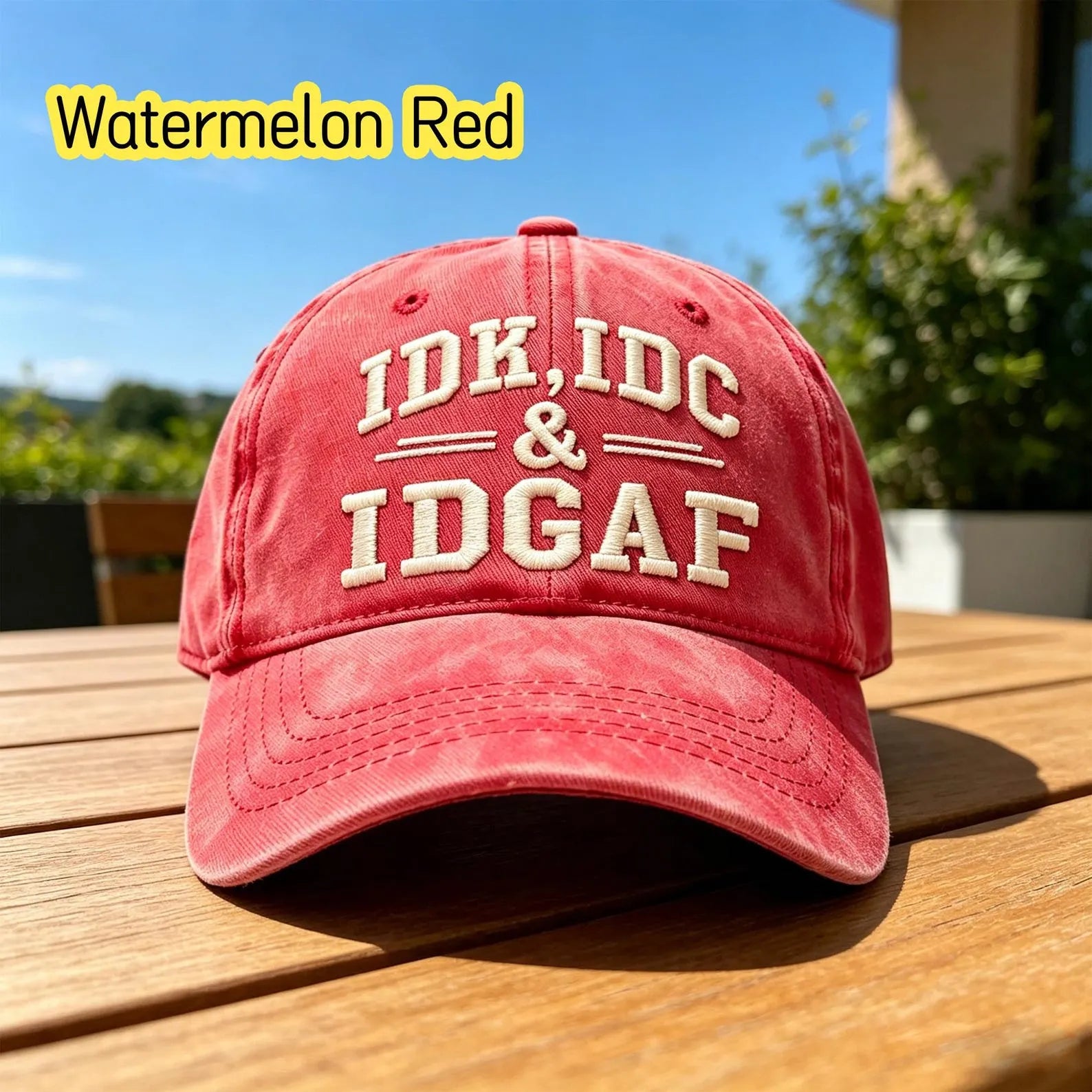 Embroidered IDK IDC IDGAF Washed And Distressed Finish Baseball Cap  Living My Life Statement