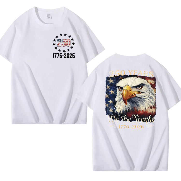 250 Years America Patriotic USA Flag 250th Anniversary 100% Cotton T-Shirt