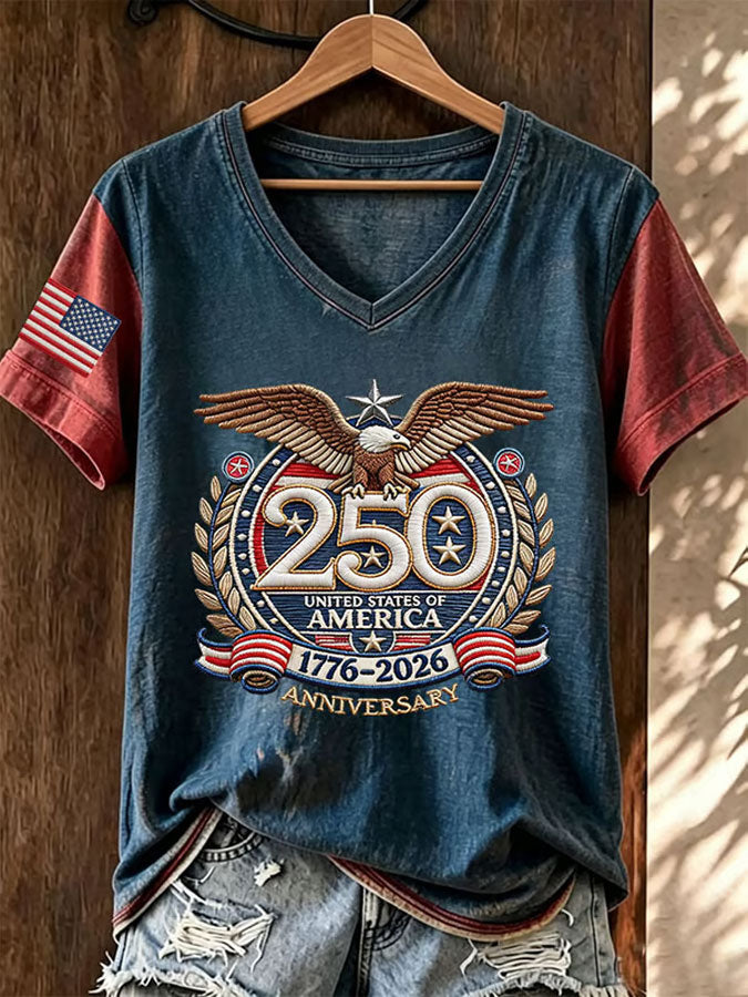 Women'S America Flag Print Casual T-Shirt