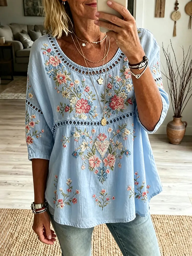 Women's Bohemian Floral Print Casual T-shirt