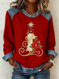 Women's Christmas Pattern Patchwork Comfortable Sweatshirt