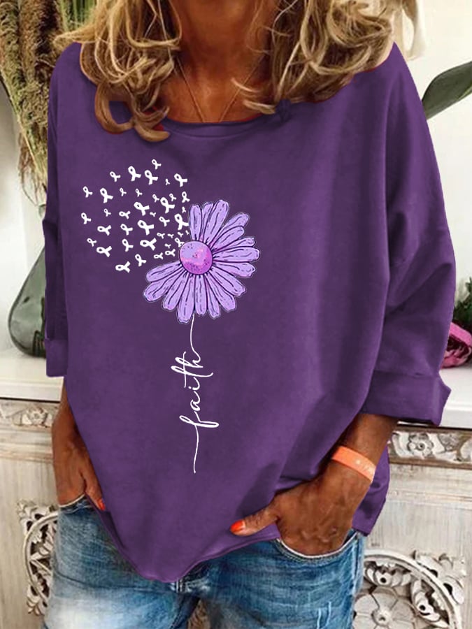 Women's Purple Ribbon Faith Alzheimer's Awareness Fighter Supporter Top