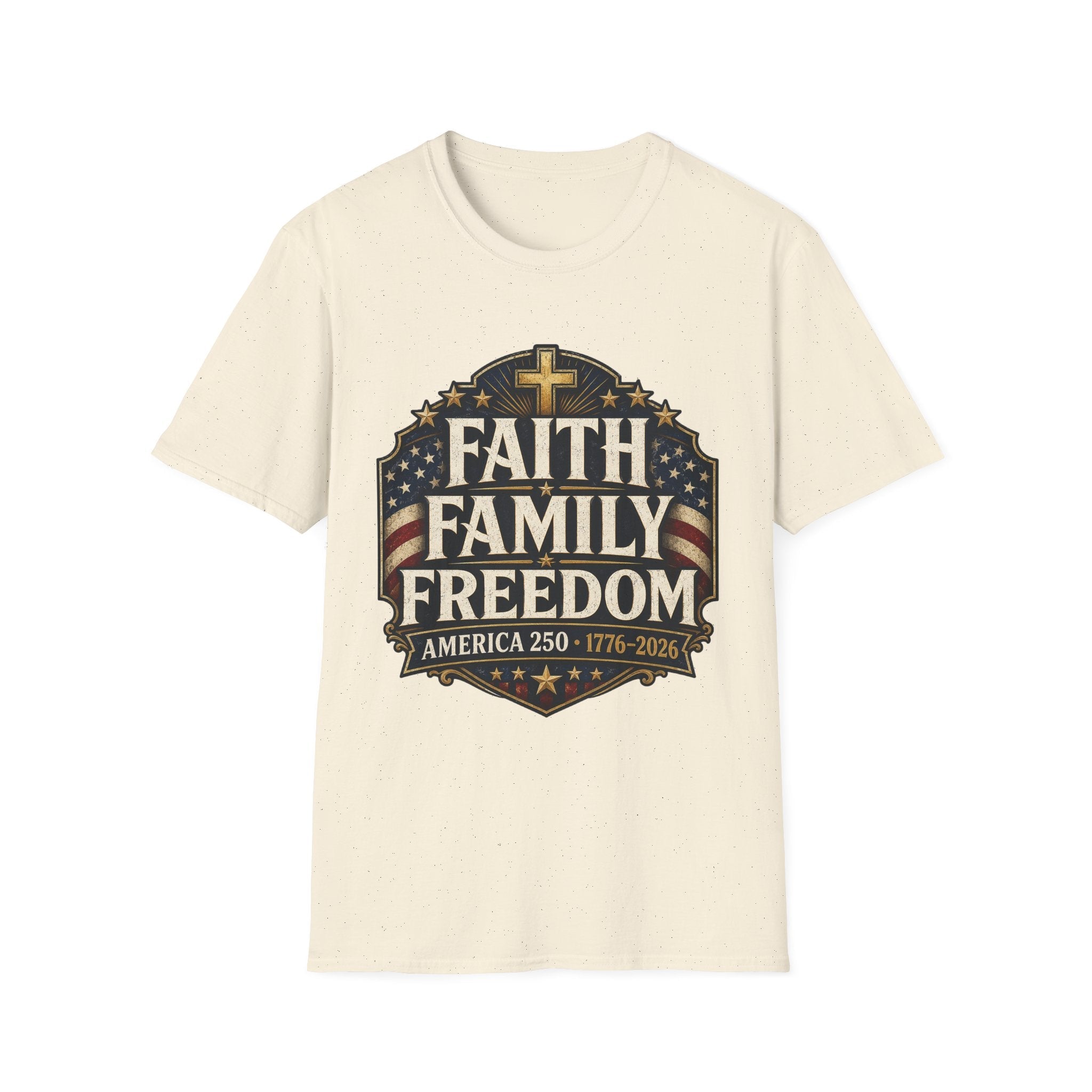 Faith • Family • Freedom Patriotic T-Shirt – Vintage Cross & Flag Tee | S–5XL