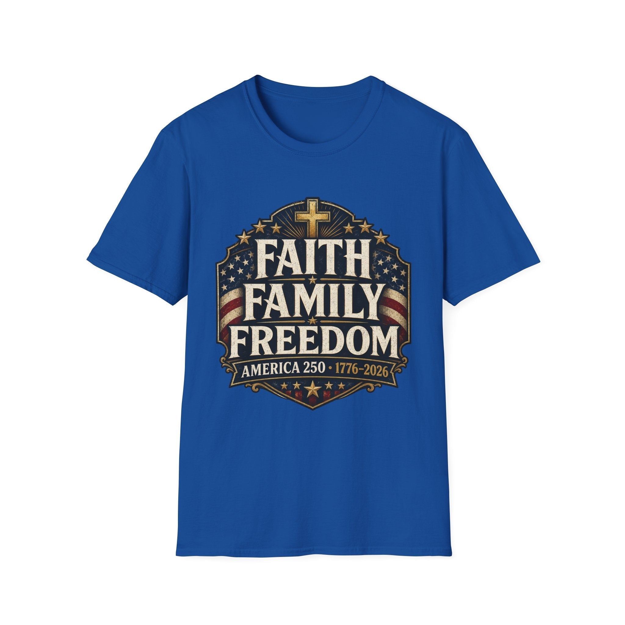 Faith • Family • Freedom Patriotic T-Shirt – Vintage Cross & Flag Tee | S–5XL