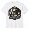 Faith • Family • Freedom Patriotic T-Shirt – Vintage Cross & Flag Tee | S–5XL