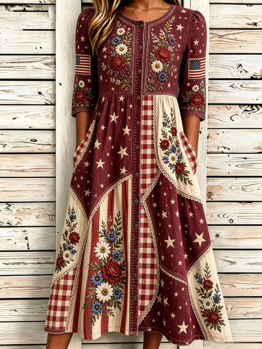 Women's Casual American Independence Day Print Art Casual Dress
