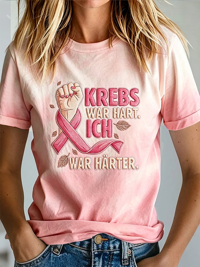 Women's Breast Cancer Awareness Print Casual T-shirt