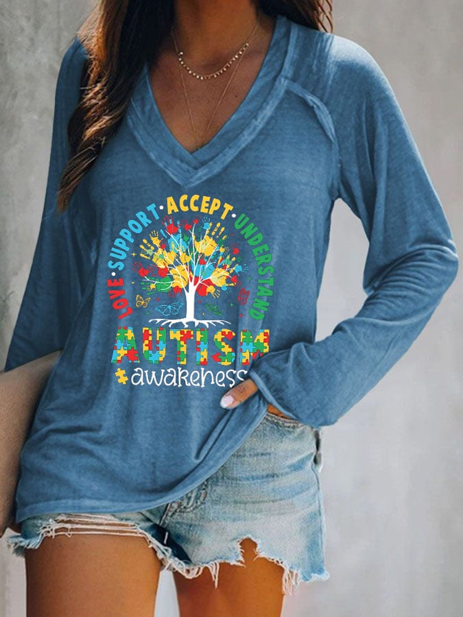 Women's Accept Love Understand Autism Awareness T Shirt