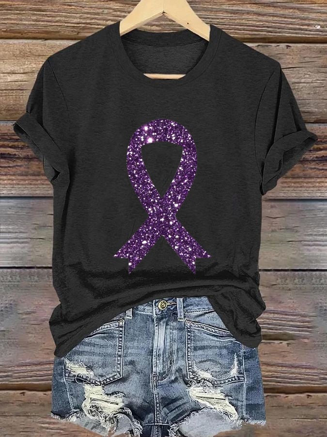 Women's Alzheimer's Awareness Print Crew Neck T-Shirt