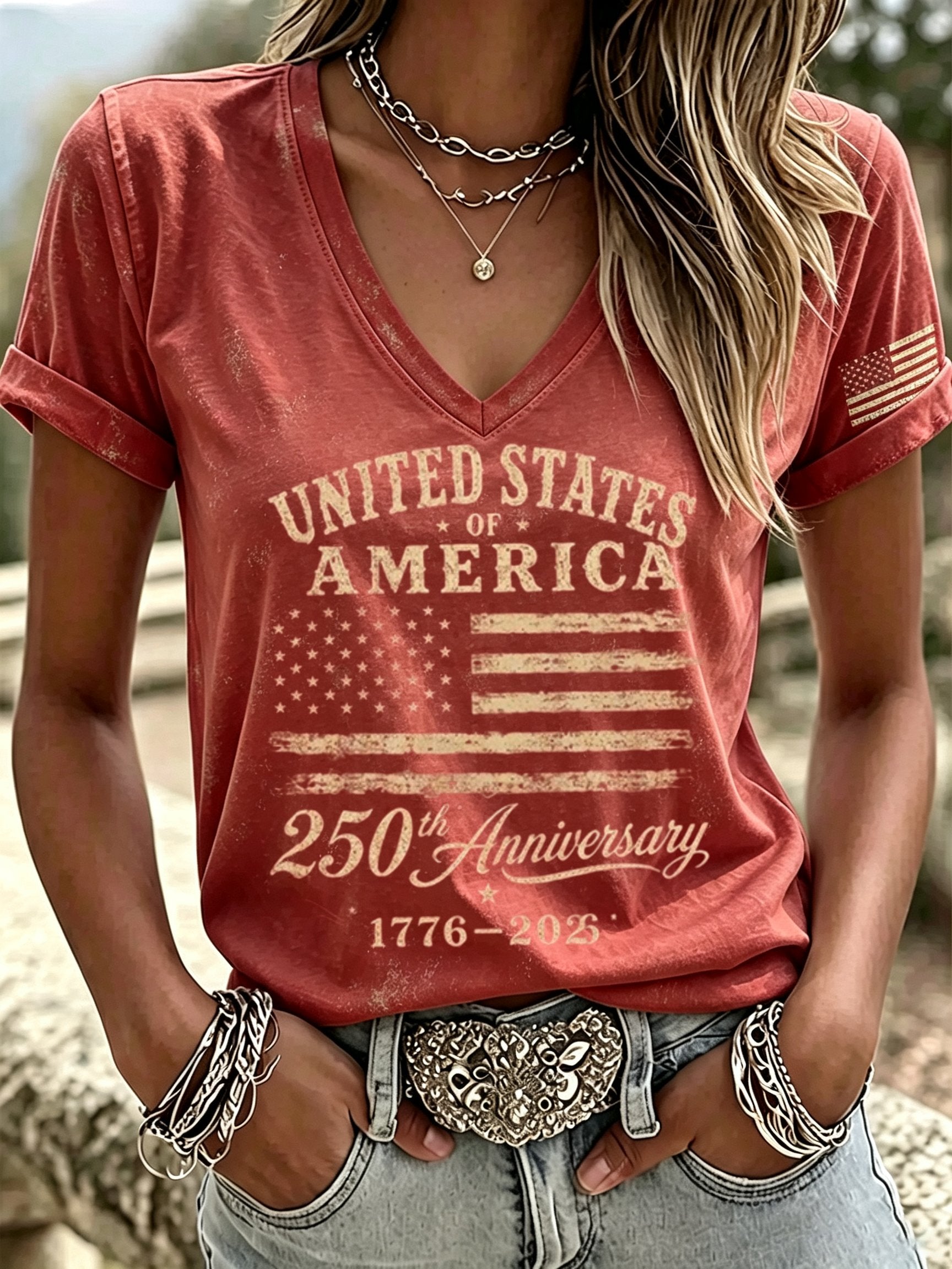 Women's America 1776-2026 Freedom Print T-shirt