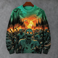 Men's Retro Halloween Zombie Print Casual Knit Sweater