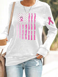 Women's Breast Cancer Awareness Flag Print Sweatshirt