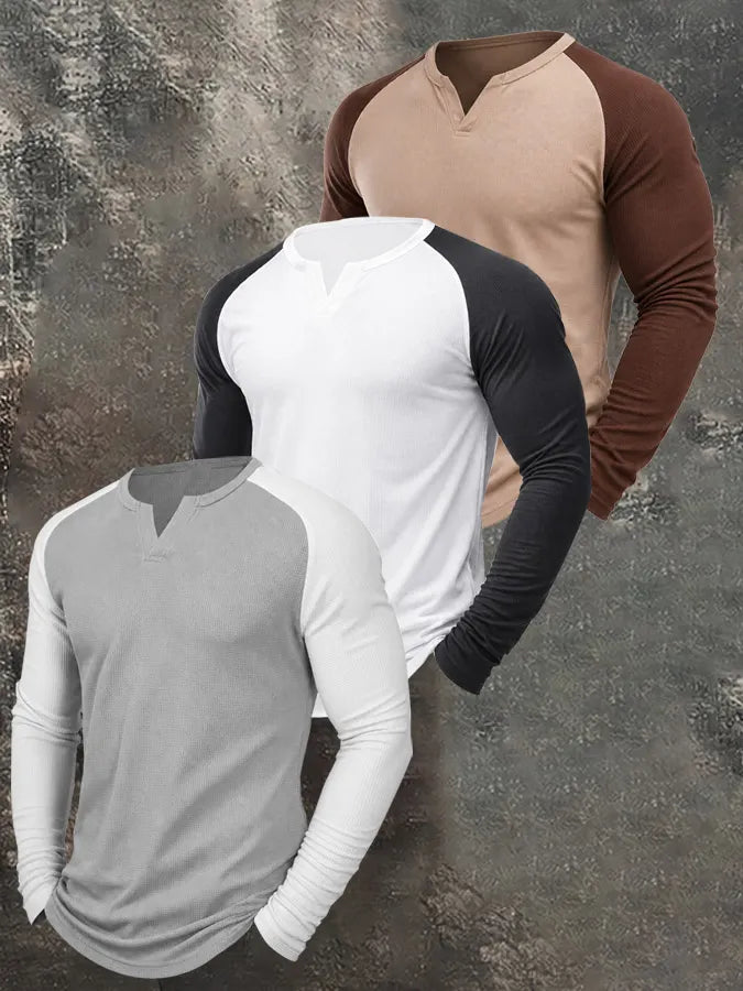 Men's Casual Outdoor Slim Fit Base Layer Raglan Top Set