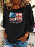 Women's Watercolor 250 Years Of Freedom Pattern Long Sleeve T-Shirt